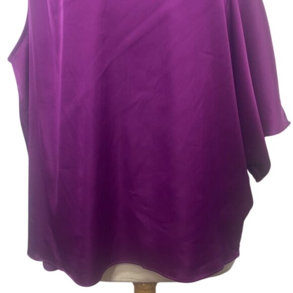 Bold Elements One Shoulder Shirt Womens 2X Purple New Silky - Picture 4 of 8
